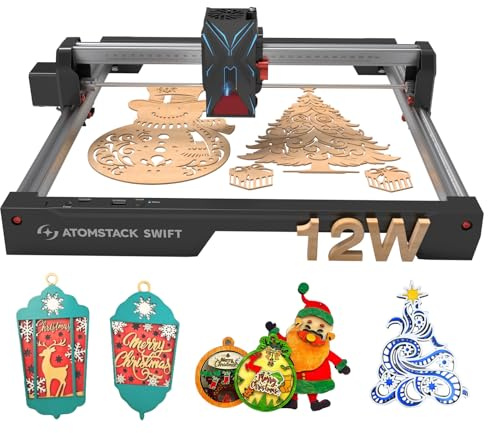 ATOMSTACK Swift 12W Lasergravierer, Laser Graviermaschine KI-gestütztes Image-to-Design, Modulares Schnellaufbau-System, Wi-Fi/USB/APP Steuerung, Laser Cutter für Holz, Leder, Acryl, Glas, Metall
