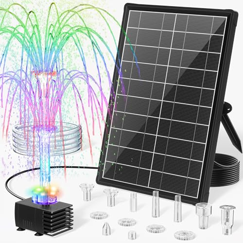 POPOSOAP 8W Solar Powered Water Fountain Pump with 3600mAh Battery Backup