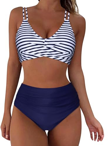 Bikini Set Women's Sexy Elegant Two Piece Swimsuit Triangle V Neck Swimsuits Push Up Beach Bikini Curvy Swimsuit Bikini Bottoms Bikini Tops with Padding Without Underwire, blue, M