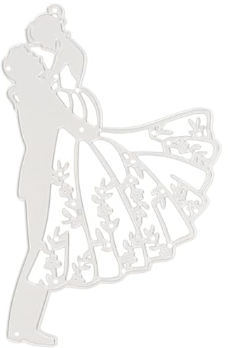 jojofuny Metall Stanzform 12x8cm für Hochzeitskarten und Scrapbooks aus Kohlenstoffstahl Robust für Selbstgemacht Hochzeitsdeko Basteln Braut und Bräutigam