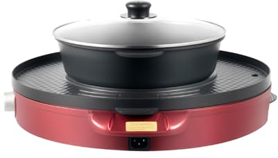 2 in 1 BBQ Grill Elettrico Padella Multifunzione Hotpot senza fumo Hot Pot 2200 W in ristoranti, ecc. per cuocere bistecche, frutti di mare, carne, verdure, crostacei, 52 x 18,5 cm