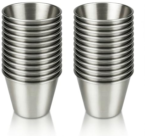 Happy Friends - Juego de 12 Flaneras de Acero Inoxidable | Moldes Individuales para Flan, Pudín, Muffins y Repostería | Vasos de Salsas y Aperitivos | Diámetro 8 cm