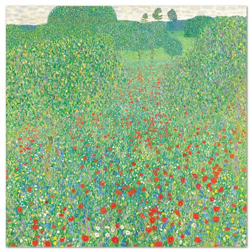 Giallobus - Cuadro - Gustav Klimt - Floración de amapolas - Vidrio acrílico - 50x50 - Listo para colgar - Cuadros modernos para el hogar