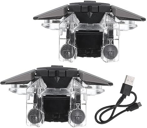QUARKZMAN Gaming Déclencheur Mobile Jeu Contrôleur 1 Paire Six-Doigts Liaison Feu Clé Rafale Tir Type-C pour 4.7-6.5 Pouce Portable Téléphone avec 18,5 cm USB Câble