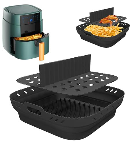 Silicone Mould for Ninja Speedi ON400EU/COSORI 5.5L Hot Air Fryer, Airfryer Accessories for Philips XL 6.2L, Hot Air Fryer Baking Mould with Dividers for Cecotec/Princess/Tefal