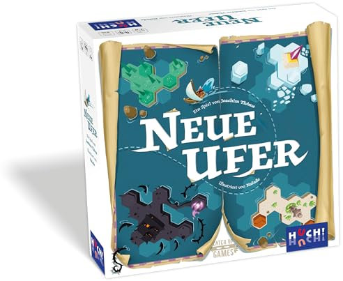 HUCH!, Neue Ufer, Gesellschaftsspiel, Entdecke die geheimnisvollen Inseln der Alten Völker, Spannendes Abenteuer für Entdecker und Strategen, Für 1-5 Spieler ab 8 Jahren