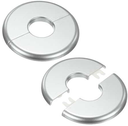 M METERXITY 2-Pack Fessura A Parete Con Flangia, Per Tubo OD 1 Pollice/25mm ABS Piastra Autoadesiva Per Tubature Piastre Di Copertura Per Tubo Dell'Acqua/Rubinetti [Tono Argento]