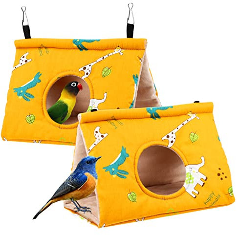 Sosoport 2stücke Vogelnest Für Käfig Aus Kristallvlies Und Baumwolle Mit Acrylständer Zum Aufhängen Und Ausruhen Für Papageien Und Nymphensittiche