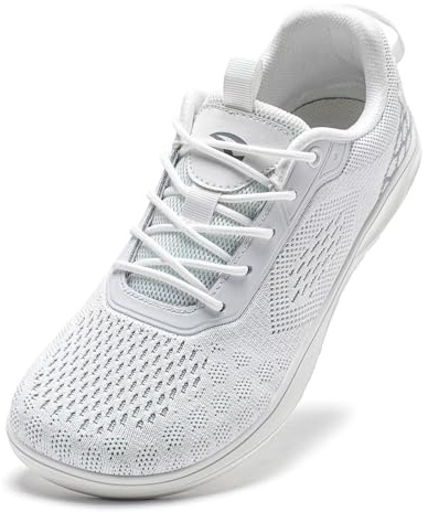 HOBIBEAR Unisex Wide Toe Minimalist Barefoot Shoes Trail Running Shoes（White,UK 8.5）