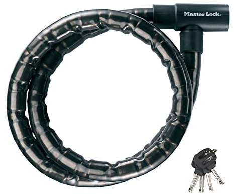 Master Lock 8115EURDPS Lucchetto Antifurto Moto, Chiave, 1.2 m Cavo, Esterno, Ottimo per Proteggere Bicicletta, Motocicletta, Scooter