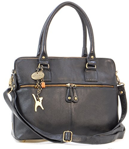 Catwalk Collection Handbags - Damen Leder Schultertasche - Umhängetasche Groß - Tote Bag - Handtasche - Abnehmbarer Schultergurt - Victoria