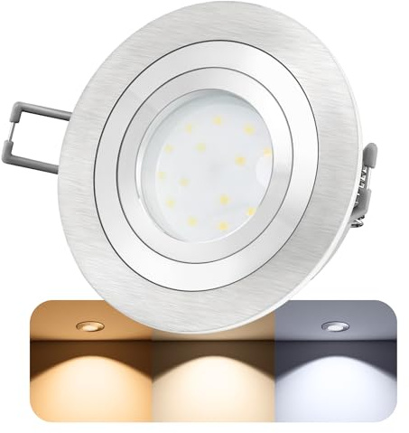 QF 2 e RF 2 con modulo LED bianco caldo, varialuce., Alluminio, Alu rund 5.00W 230.00V