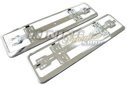 2 x Chrom Kennzeichenhalter Nummernschildhalter Schildhalter VOLLCHROM! PREMIUM
