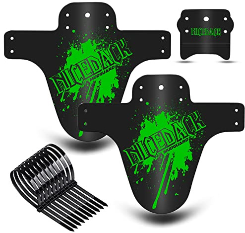 NICEDACK MTB Schutzbleche,Fahrrad Mudguard 2 Stücke MTB Mud Guard Mountainbike Hinten und Vorne Schlamm schaber Spritzschutz (A-Schutzbleche, A-Grün)