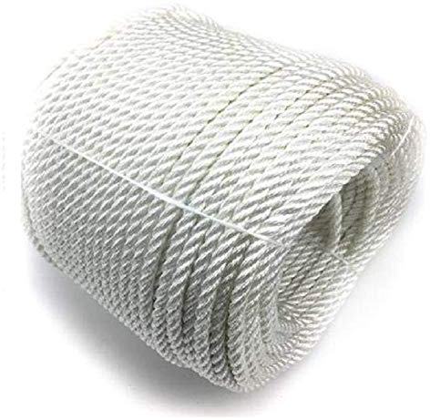 ViaForest 50 m 6 mm Seil für Sonnensegel, Fahnenmast, Polyesterseil, Baumwollseil, Baumwollseilschnur mit Hohlstrick-Absperrseil, hydrophob, weiß