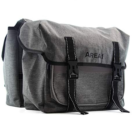Area1 Fahrrad Doppel Gepäckträger Tasche Fahrradtasche Grau