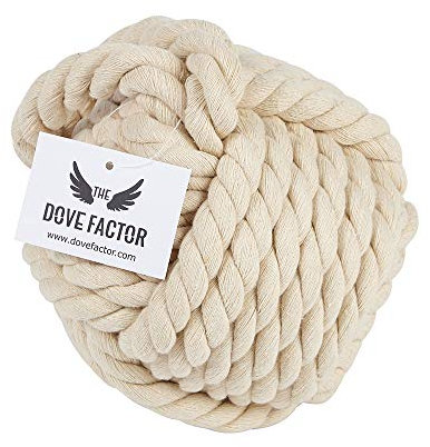 Nautical Rope Knot Weighted Fabric Door Stop (Egg Shell/Off White/Tan)