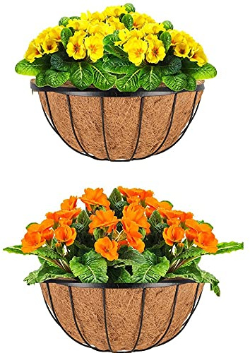 Siam Express Metal Wall Coco Liner Basket Planter Window Sill Boxes Natural Coconut Planter Outdoor Plant Garden Decor (16 Wall Basket)