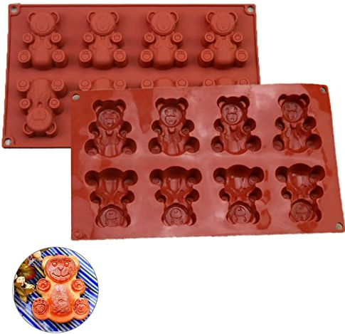 Stampo per Dolci, in Silicone, Motivo Orso, Stampo in Silicone per Tortiera a Forma di Carina Animali, Muffa Sapone Handmade Stampi per Biscotti, Cioccolato, Torte, Dolci, Pudding - Termoresistente