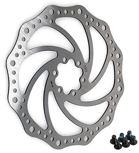 TIYO 2X Fahrrad Bremsscheibe (180mm) Edelstahl, Fahrrad Bremsscheibe mit Schrauben - Für die meisten Fahrräder geeignet - Rennrad Mountainbike BMX MTB