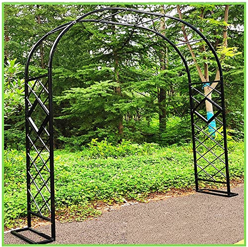 Torbogen Rosenbogen Rankhilfe Metall Höhe 230cm/270cm, Freistehend Rankbogen Gartenbogen pulverbeschichteter Stahl für Pergola Rasen (Farbe : Schwarz, Größe : 280x230cm/9.2x7.5ft)