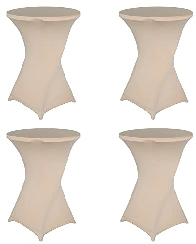 PRELGOSP 4er-Set Stehtisch Hussen, Spandex Stretch Stehtischhussen, Bistrotisch Hussen für Bistrotisch/Stehtisch,Beige,80x110cm