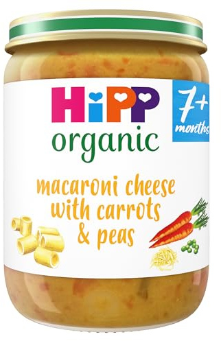 HiPP Organic Macaroni Cheese with Carrots & Peas Baby Food Jar 7+ Months 190g (Pack of 6)