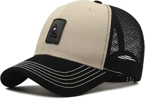 OXFUZZ Basecap Herren Große Größe Männer Trucker Cap Mesh Baseball Cap Big Head Golf Cap Frühling Sommer Mode, Khaki, 60-65cm