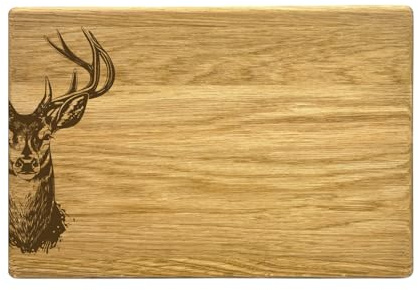 Frühstücksbrett Hirsch Aus Eiche Vesperbrett Holzbrett Für Camping Frühstück Geschenk (25 x 18 cm - Hirsch)