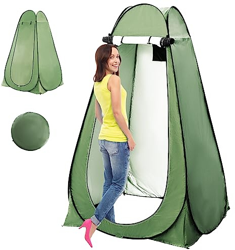 Tente de Douche Pop Up Toilette Cabinet de Changement Camping Abri de Plein Air Vestiaire Extérieure Intérieure Portable,Toilettes extérieures instantanées pour Camping randonnée Plage,Vert