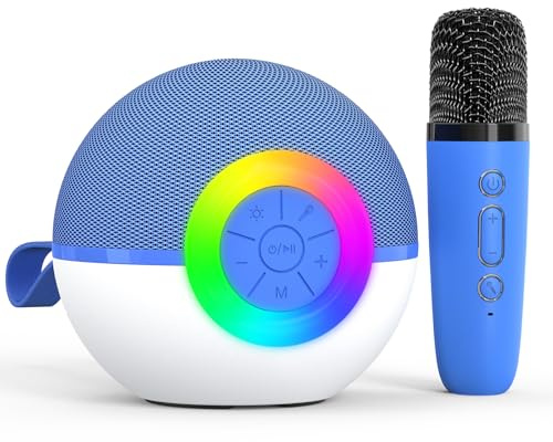 Micrófono de Karaoke para niños, Juguete con micrófonos inalámbricos, micrófono de Karaoke Bluetooth portátil Regalo para Niño Niña 3-12 Años (Blue-1 Mic)