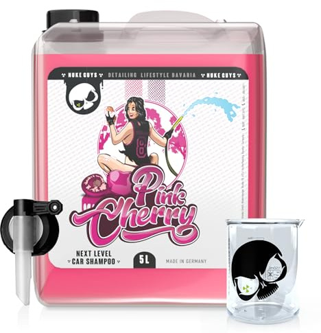Nuke Guys Pink Cherry bilschampo, 5 l koncentrat med utloppskran och Griffin mätkopp – hög skumning, med unik glidegenskap – nära schampo tar bort smuts skonsamt mot huden