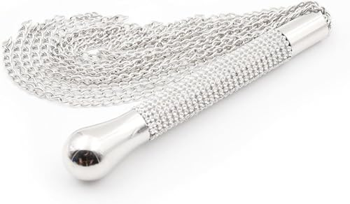Peitsche Erotik Requisiten Metall mit Kette, Flogger Reiten Erotische | Perlen-Griff Spanking Erwachsene Spiel Bondage Sexspielzeug für Paare SM Rollenspiel