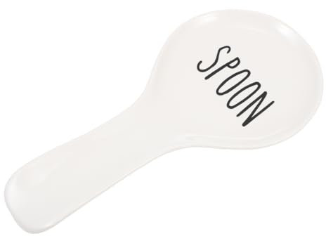 Amosfun Repose-cuillère En Céramique Blanc, Support à Soupe Décor Lettre, Compatible Lave-vaisselle, Résistant, Cuisine Et Repas Familiaux, Accessoire De Cuisson Pratique