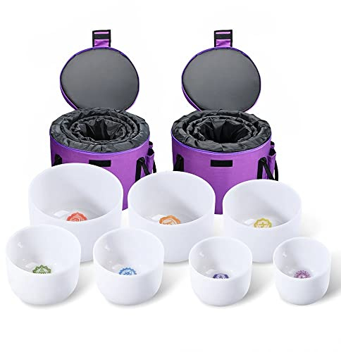 Juego De Cuencos Tibetanos De Cristal De Cuarzo De 6 A 12 Pulgadas, Con Bolsa De Transporte, For Terapia De Sonido, Yoga, Reducción Del Estrés, Decoración De Habitaciones, Oración(440hz)