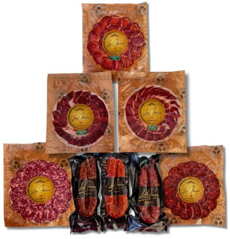 LUX IBÉRICO - Caja Regalo Sabores de España, Selección Ibérica | Caja regalo con jamón, lomo, chorizo y salchichón loncheados, morcilla patatera y embutido herradura
