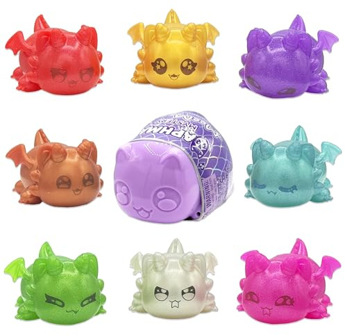 Aphmau MeeMeow Mystery Squishy-figurer; serie 4 – drakar, hemlig låda, 1 av 8 möjliga Dragon MeeMeows, officiell Aphmau Merch
