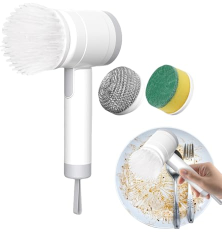 Nudorpn - Cepillo de limpieza eléctrico giratorio y potente inalámbrico, herramienta de limpieza recargable y plegable para el baño, la cocina, el coche, el suelo y el azulejo