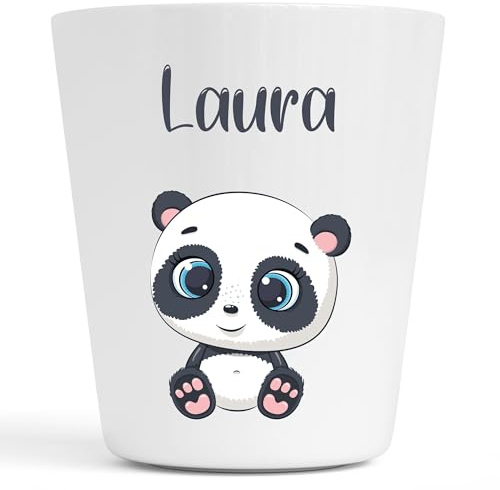 Générique Gobelet en Plastique pour Enfants | Gobelet Personnalisé avec Nom |Verre Plastique Incassable Personnalisé motif animaux : tigre, lion, léopard, zèbre, crocodile, éléphant, panda (Panda)