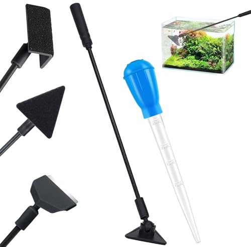 YGCQFH 3 in 1 Aquarium Reinigungsset, 1 Stücke 30 ml Aquarium Pipette Dropper, Algenreiniger Tool Set, Algenschaber Triangle Bürste Rechtwinkliger Bürste, für Glas Fischbecken