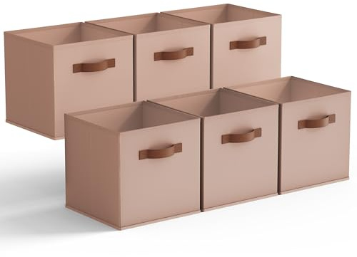GRANNY SAYS Cubi portaoggetti scaffale, scatole portaoggetti a cubo in tessuto 27x27, scatole portaoggetti quadrate per scaffali, cubi cestini portaoggetti, cube shelf storage boxes - Rosa antico