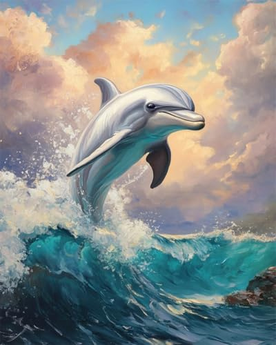 AMBATTERY Tapestry Kits For Adults Dolphin Animal Latch Hook Rug Cross Stitch Embroidery Set，Diy Tools For Beginners，Adults，Tapestry Kit Cushion Knotting Carpets 31x45in