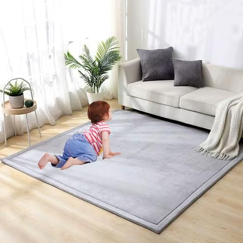 Krabbelmatte Baby Teppich 150 x 220 cm Kinderteppich Teppich Kinderzimmer Spielmatte Krabbeldecke Baby, Rutschfester Unterseite&Weicher Kurzflor, Pflegeleicht, Spielteppich Kinder, Yogateppich