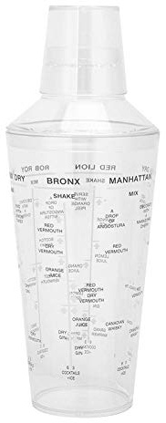 Coctelera de cóctel barman mezcladora de bebidas, accesorios de bar, plástico PC de alta calidad, duradero, con escala para la preparación de cócteles, uso en bar, 25 cm de altura, 206 g