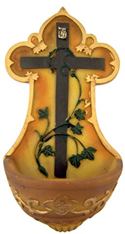 CB Corona di Spine Croce Acquasantiera in Resina con Viti, 5 1/4 inch