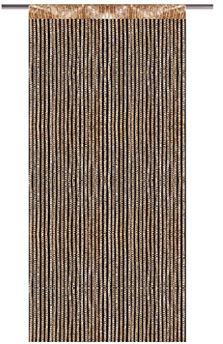 Bestlivings Cortina de hilos con barra, cortina en aspecto de lurex, artículo decorativo en muchos colores y tamaños (oro, oro amarillo, 140 x 250 cm)