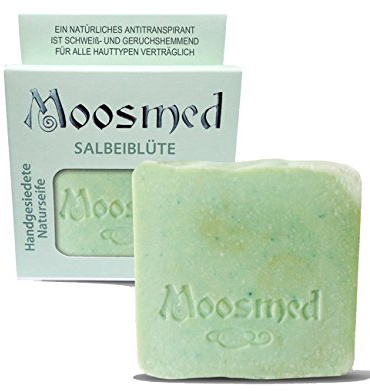 Moosmed Salbeiblüte Seife 100 g, handgesiedete vegane Naturseife | Stückseife mit Salbeiöl und Sheabutter für milde, schonende Pflege, ideal für empfindliche und trockene Haut