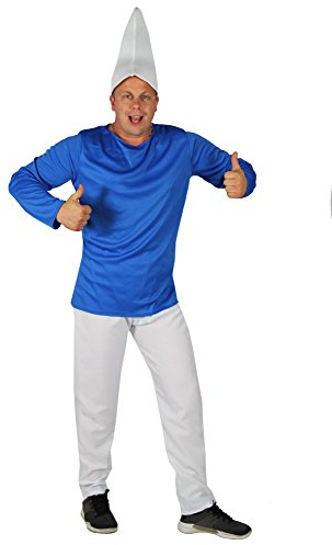Foxxeo FO40365 | blauer Zwerg - Kostüm für Herren Karneval Fasching Märchen blau weiße Mütze Gr. M, L, XL, XXL
