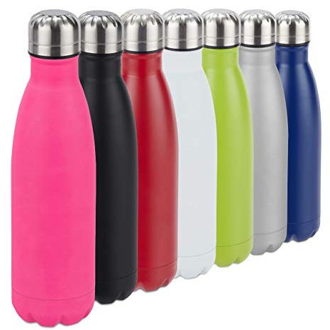 Relaxdays Trinkflasche Edelstahl, auslaufsicher, für Kalt-und Heißgetränke, Vakuum Isolierflasche 500 ml, Outdoor, pink