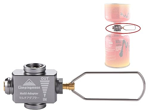 Campingmoon Gaskartuschen Adapter Gas Nachfülladapter Butan Schraubventil Adapter Campingkocher Adapter Kraftstoff-Transfergerät für Rucksackreisen Lindal Ventil Kanister mit Entlüftungsfunktion (Z15)